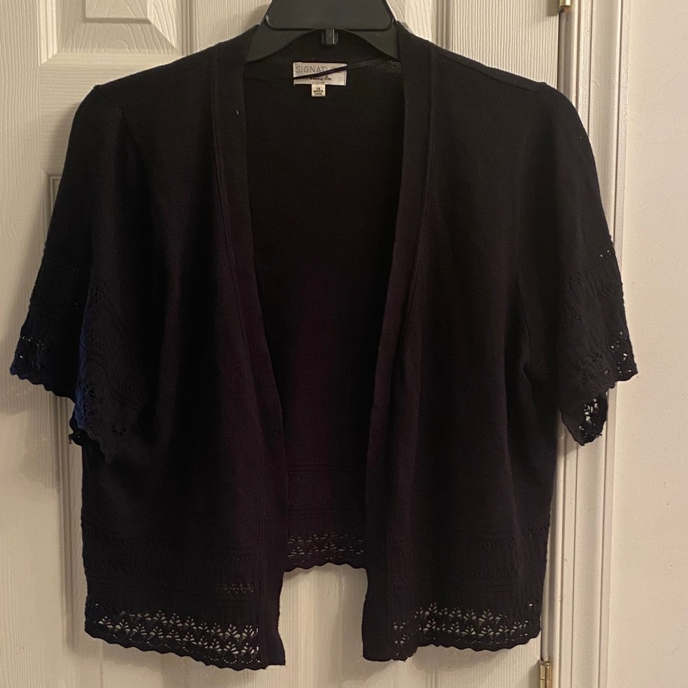 Signature by Robbie Bee Black Cardigan with decorative Hemline